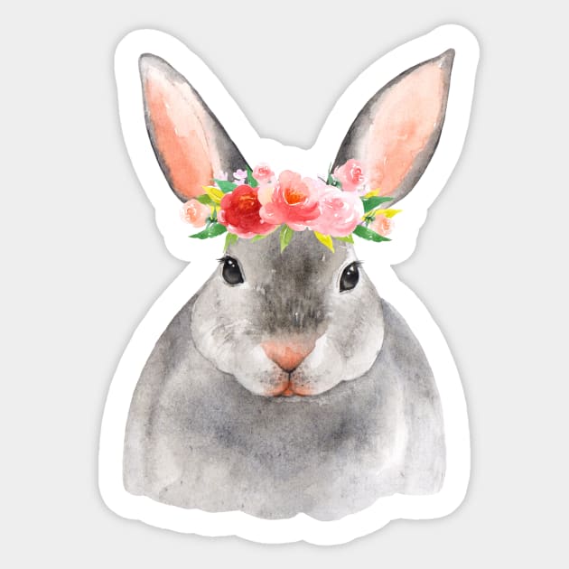 Adorable Floral Bunny Rabbit face Gift Best bunny clothes Sticker by MIRgallery